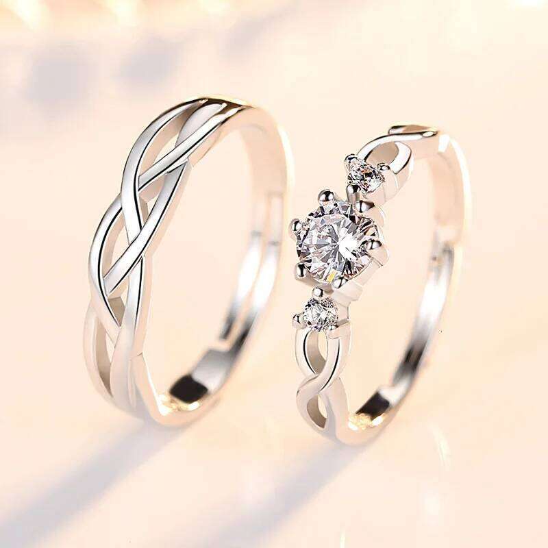 Lady's 925 Sterling Silver Fashion Jewelry New Crystal Zircon Couple Rings For Men XY0348 W260311