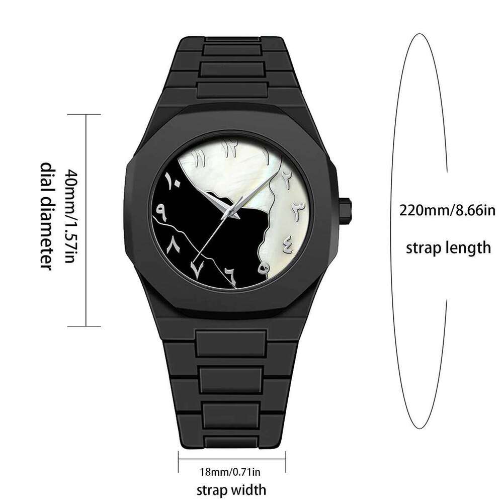2025 New Hot Selling Silicone Strap Black Sports Style 40mm Quartz Movement Fashion Arabic Digital Wrist Watch for Men