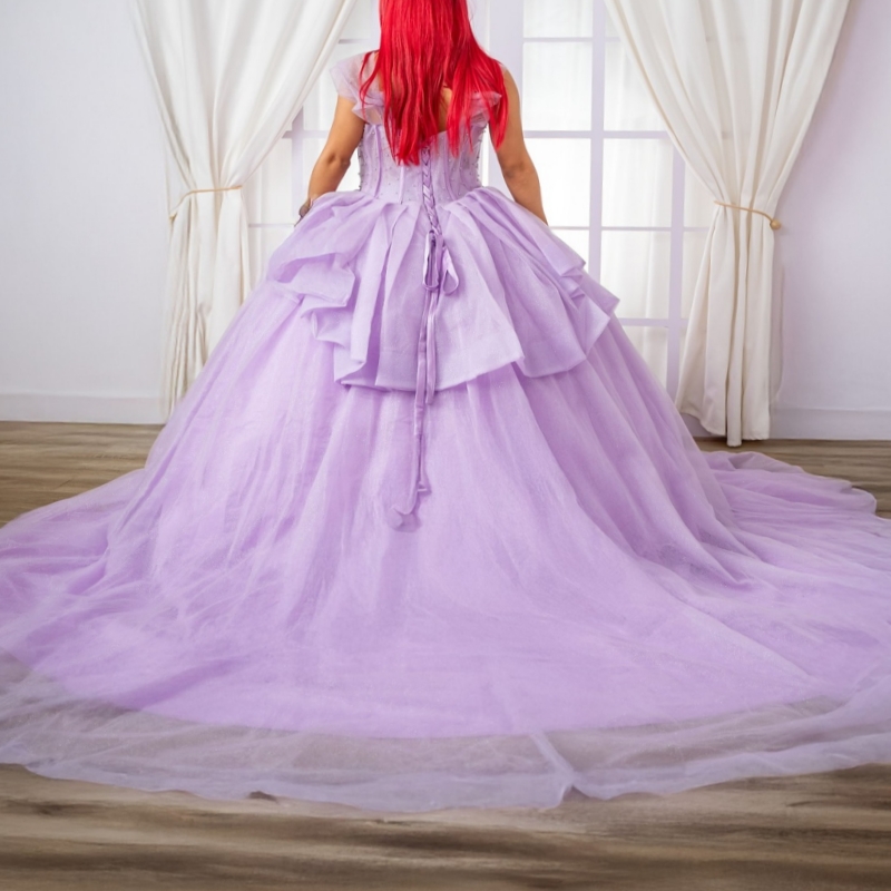 Lilac Shiny Ball Gown Quinceanera Dresses 2026 Beading Crystal Tull Corset Off Shoulder Sweet 16 Dress Vestidos De 15 Anos