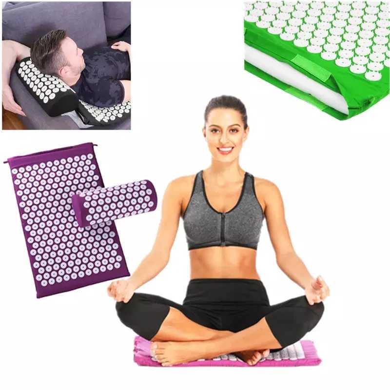 Massager Yoga Mat Cushion acuprESSure Massage Mat Sets Spike FitnESS yoga Pilates Relieve StrESS Pain Applicator kuznetsov M260312
