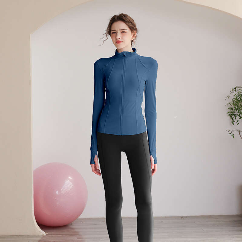 Women's yoga jacket with zipper, autumn and winter outerwear, stand-up collar, sports long-sleeve casual outdoor Designer fitness running top
