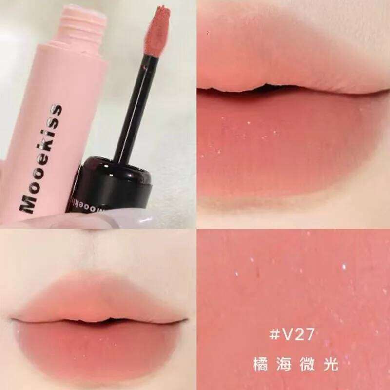 Mooekiss Velvet Lipmud Matte Green Shimmer Lipstick Long-lasting Non-stick Cup Clay Chestnut Color Lip Makeup W260311