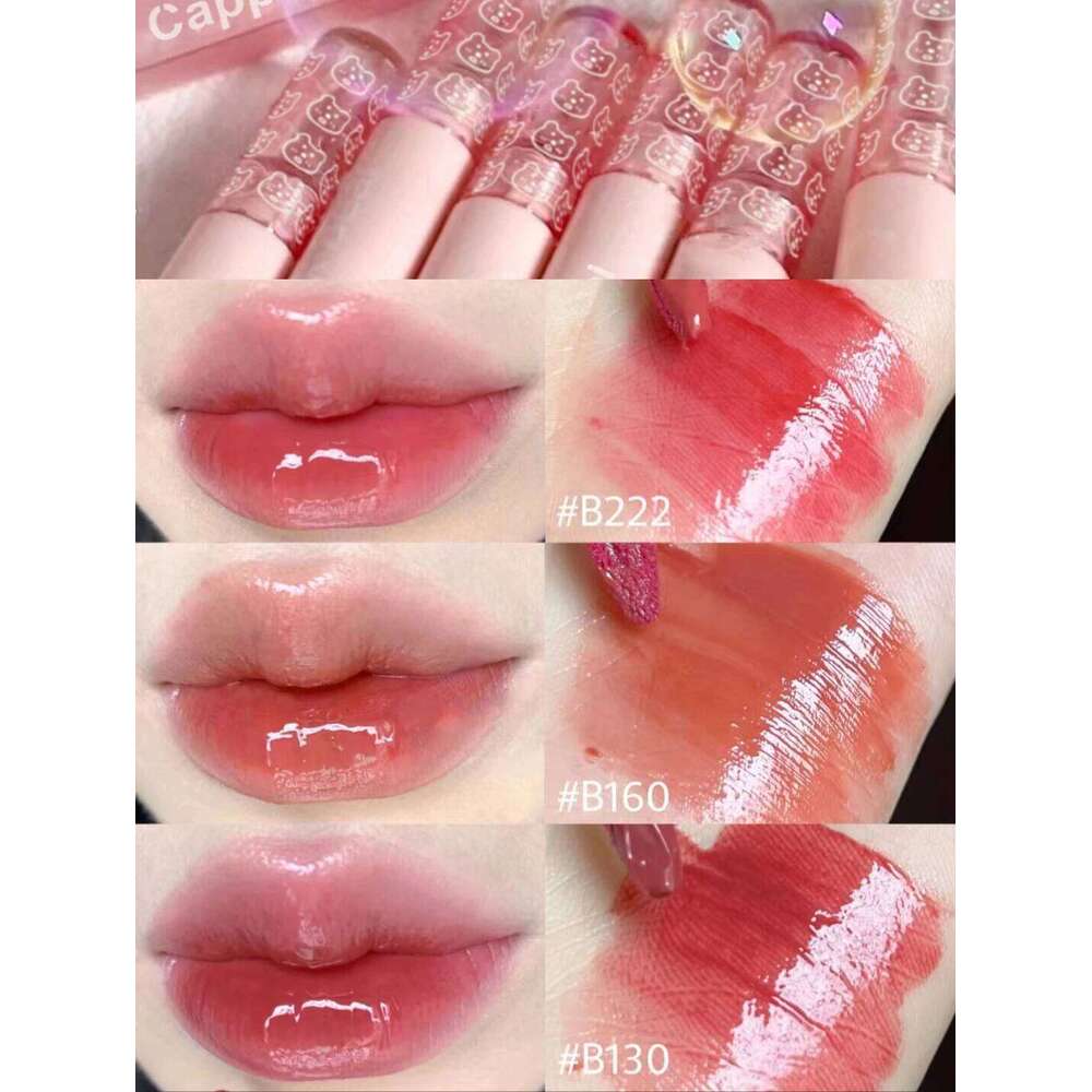 Cherry Pink Waterproof Mirror Finish Water Gloss Nude Brown Clear Tint Glass Lip Oil Liquid Makeup for Luminous Look W260311