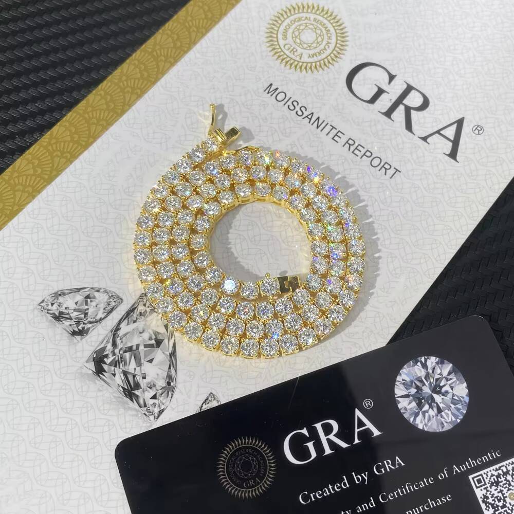 Ready to Ship VVS Moissanite Diamond Tennis Chain Necklace and Bracelet Iced Out Hip Hop Jewelry