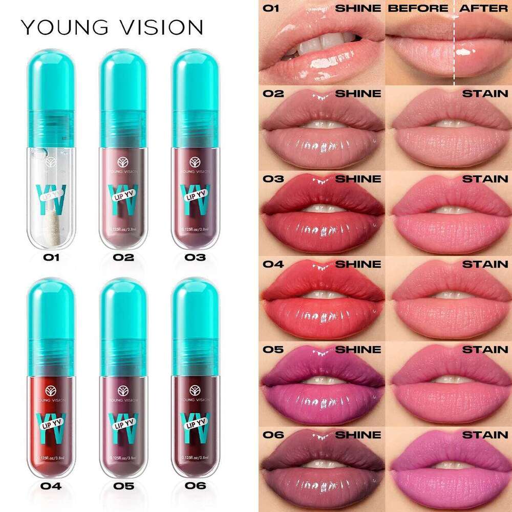 YOUNG VISION 6-Shade Avocado Long-Lasting Moisturizing Lip Stain is lightweight, non-sticky, non-stick cup lip stain W260311