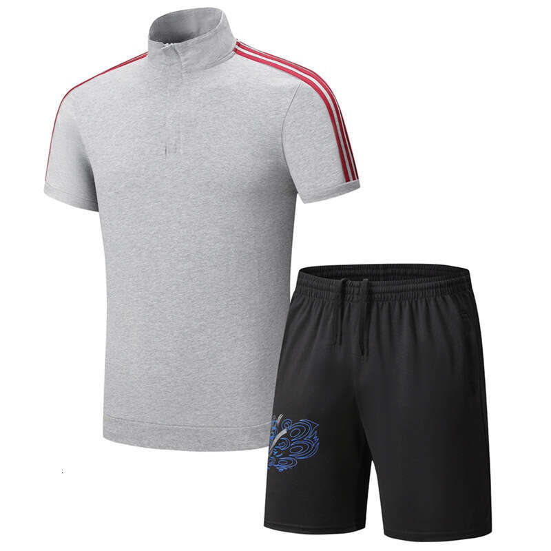 Summer New Men's Women's Stand Collar Short Sleeve Shorts Long Pants Set For Outdoor Sports Training And Casual Parent-Child Wear
