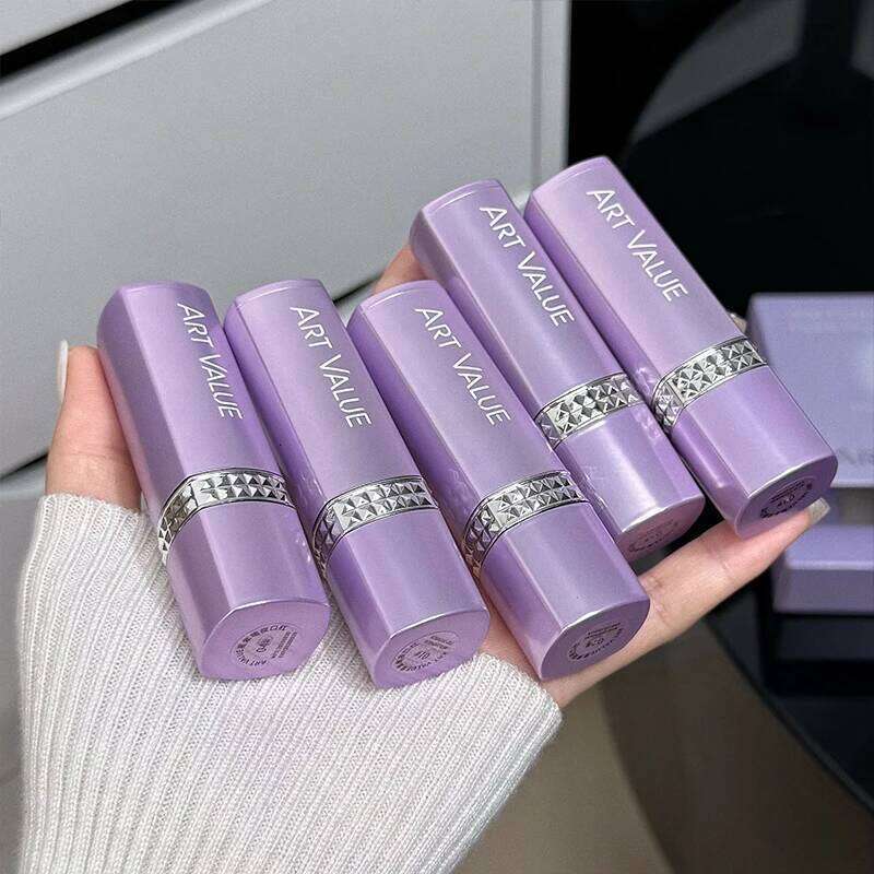 5 Colors Purple Bar Tube Black Easy Coloring Matte Velvet Long-lasting Red Lipstick Christmas Gift 5PCS W260311