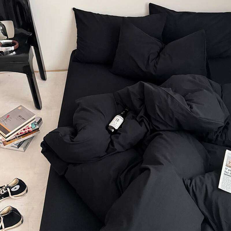 Bonenjoy 100% Cotton Bedding Plain Color Bedsheet Single/Queen/King Size Bedclothes Skin-friendly Bed Linen Set H260312