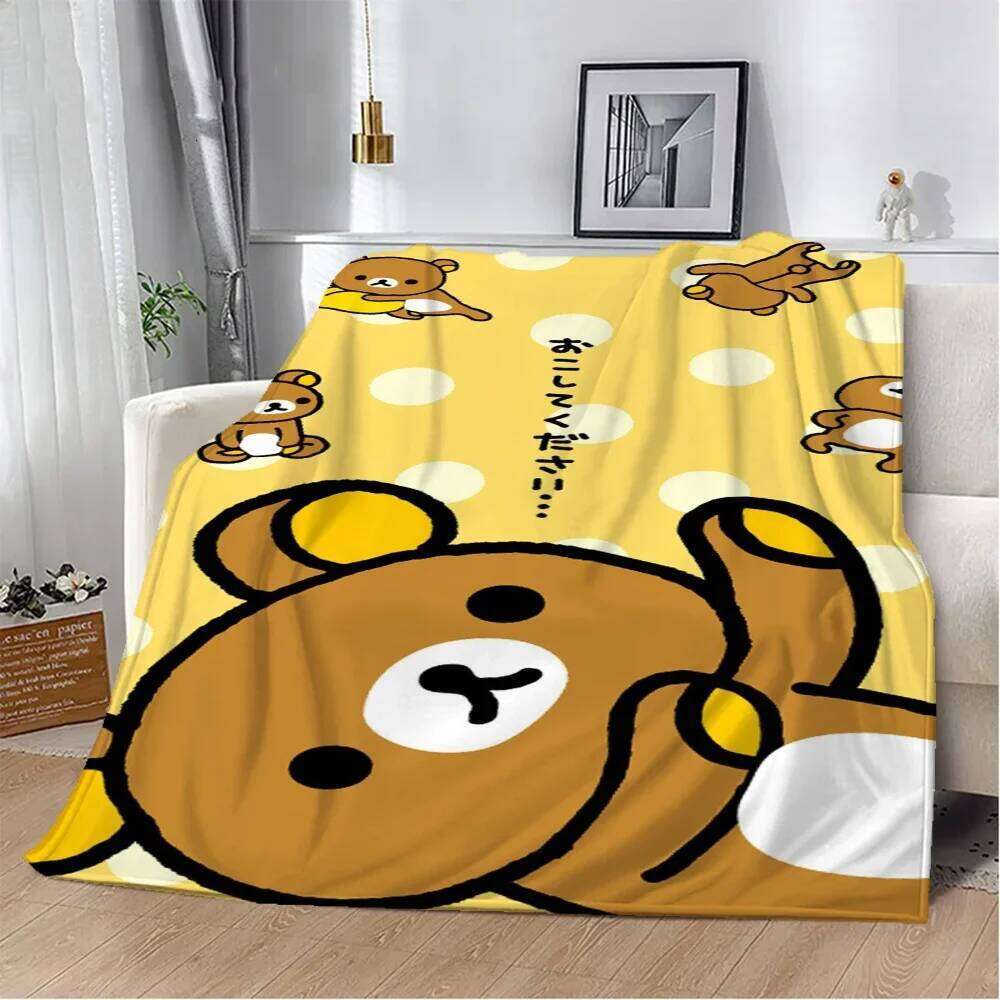Rilakkumas Cotton Blanket King Size Custom Blankets & Throws Fluffy Plaid Interior for Home Microfiber Bedding Beach Towel Throw S26