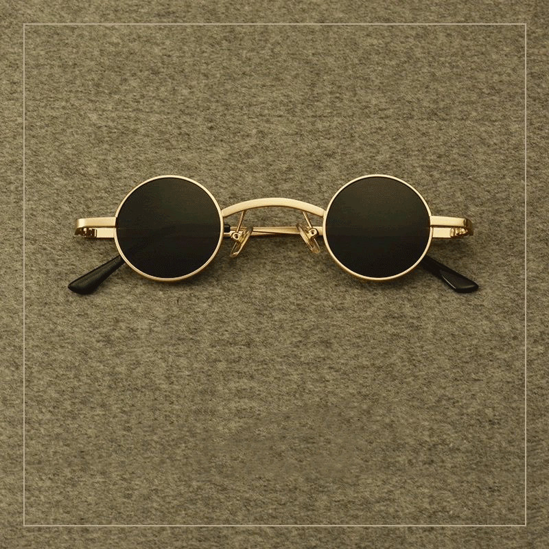 Small Round Frame Punk Metal Hip-Hop Sunglasses Retro TikTok Street Style Prince Glasses