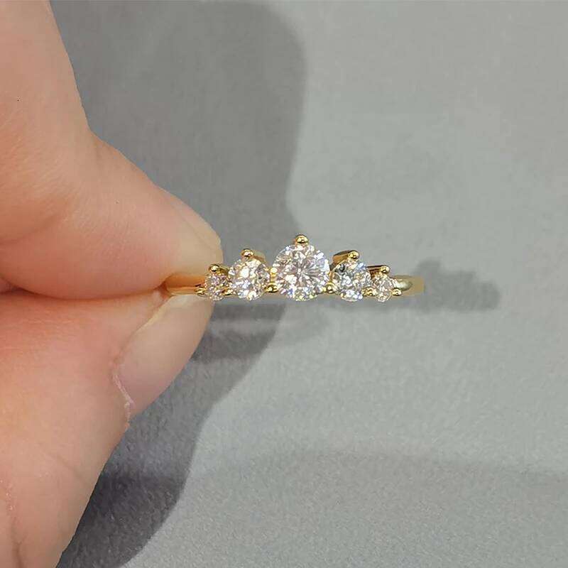 Lnngy 14K Gold Plated 5 Stone Moissanite Wedding Ring Bague Argent 925 Silver Certified Rings For Women Jewelry With Certificate H260312