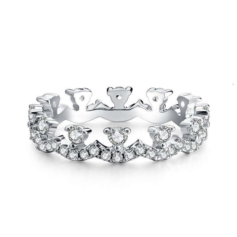 Fashion Luxury Diamond Rings for Women Princess Small Crown Elegant Wave Stacking Ring