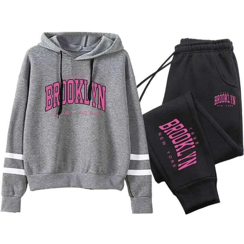 Quality Daily Women Tracksuit Hoodies Casual Single Piece Stripe Sweatshirt and Sweatpants Comfort Outdoor Jogging Autumn Winter C260312