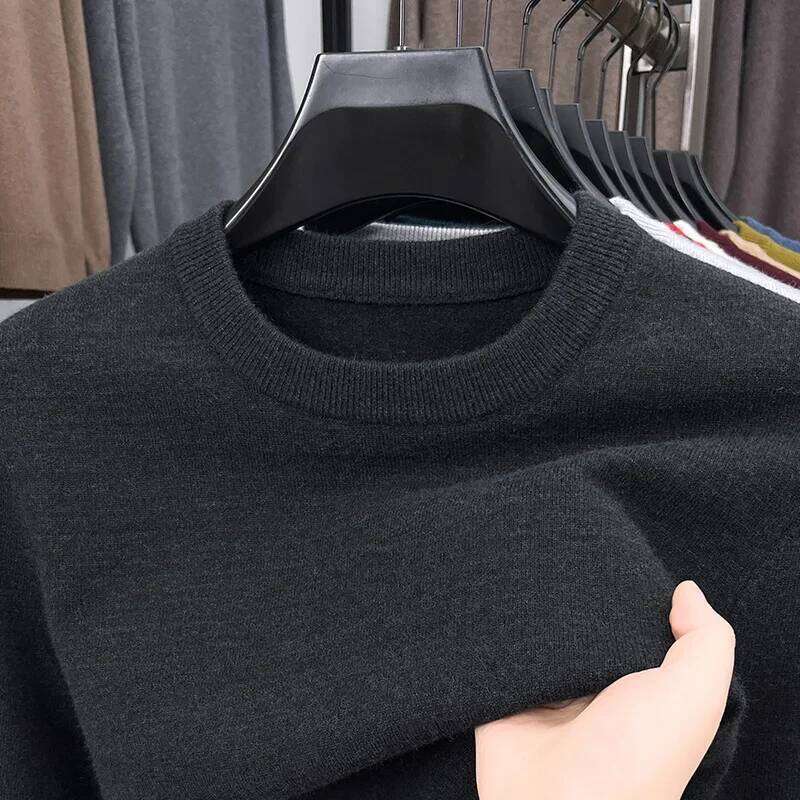 2025 New Men's Casual Round Neck Long Sleeve Knitted Sweater Diamond Pattern Fashion Versatile Top
