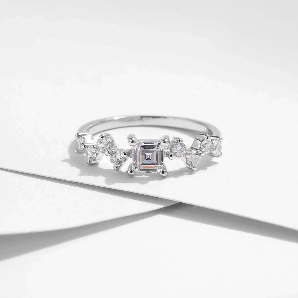 MODIAN Real 925 Sterling Silver Classic Exquisite Sparkling Square CZ Wedding Engagement Band Rings For Women Fine Jewelry H260312