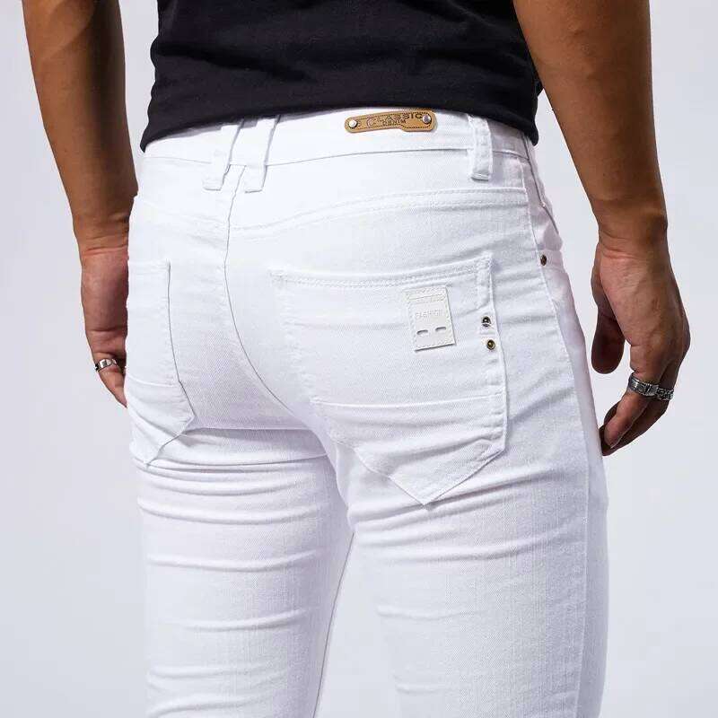 Men's White Casual Jeans New Denim Pants Comfortable Fashion Stretch Slim Fit Straight Trousers Male Clothing Streetwear 26Y0312