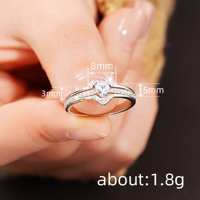 Fashion Ring Designer Rings for Women Double Heart Diamond Inlaid with Zircon Sweet Exquisite Wedding Ring