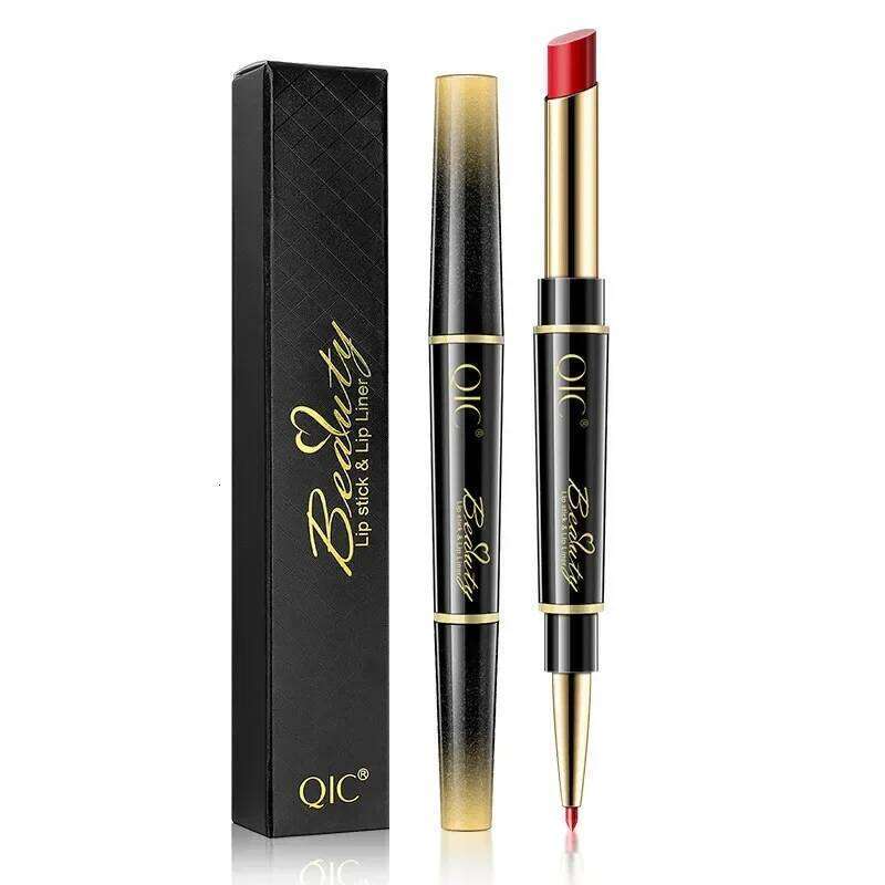 QIC Double Ended Matte Lipstick & Liner Nude 2 in 1 Lipliner Makeup Long Lasting Purple Pencil Lip Stain Cosmetic W260311