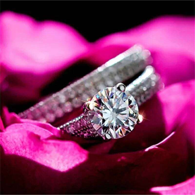 CC Rings For Women Silver Color Double Stackable Fashion Jewelry Bridal Sets Wedding Engagement Ring Accessory CC634 H260312