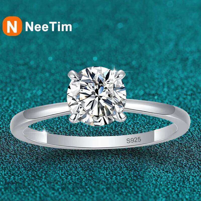 NeeTim 0.5ct 1ct 2ct D Color Moissanite Engagement Ring for Women S925 Sterling Silver Lab Diamond Promise Wedding Band Jewelry H260312