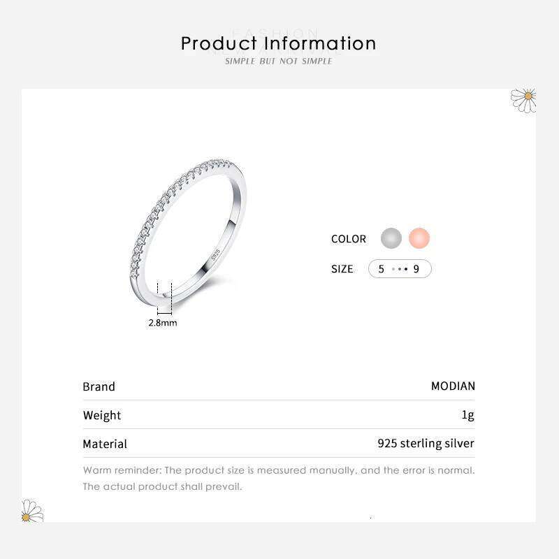 Modian Simple Elegant Ring Solid 925 Sterling Silver Dazzling Clear CZ Finger Rings For Women Wedding Statement Jewelry H260312