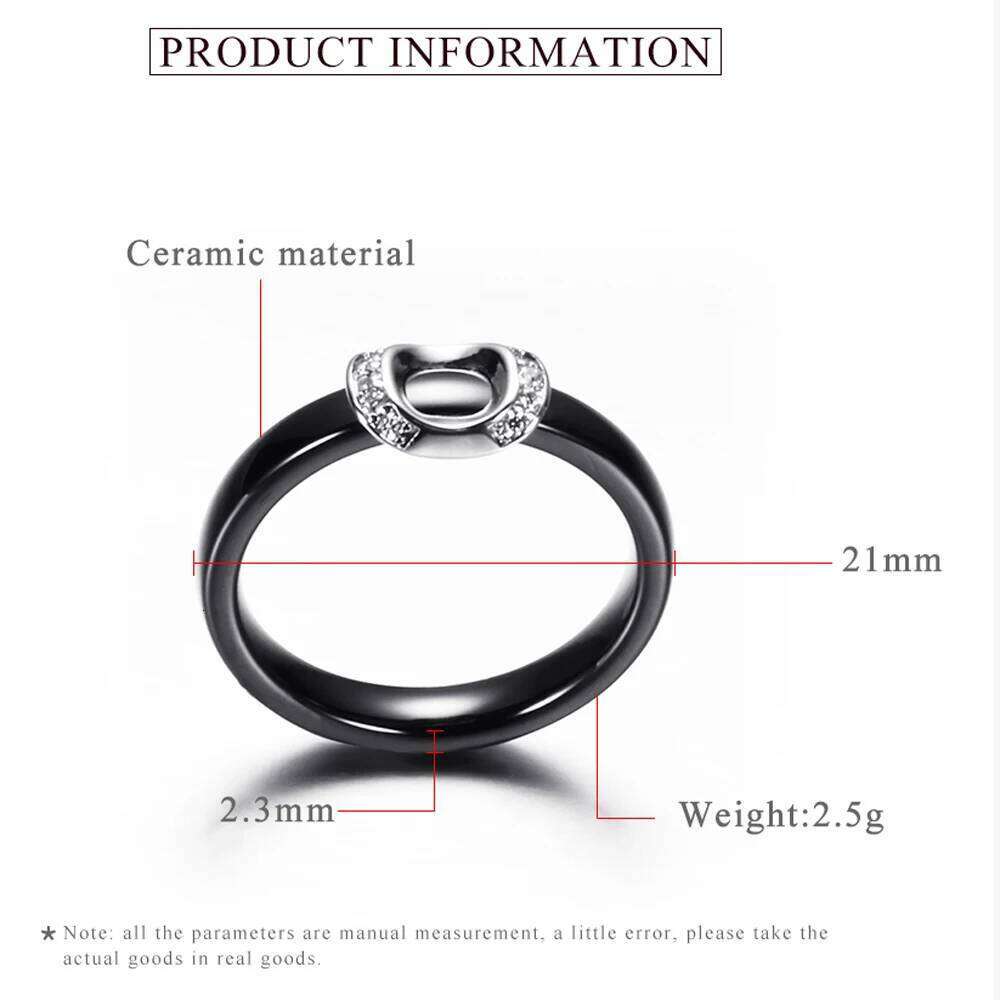 Unique Design White/Black Ceramic Ring With Cubic Zirconia Stone Jewelry Engagement Wedding Band Gifts For Women W260311