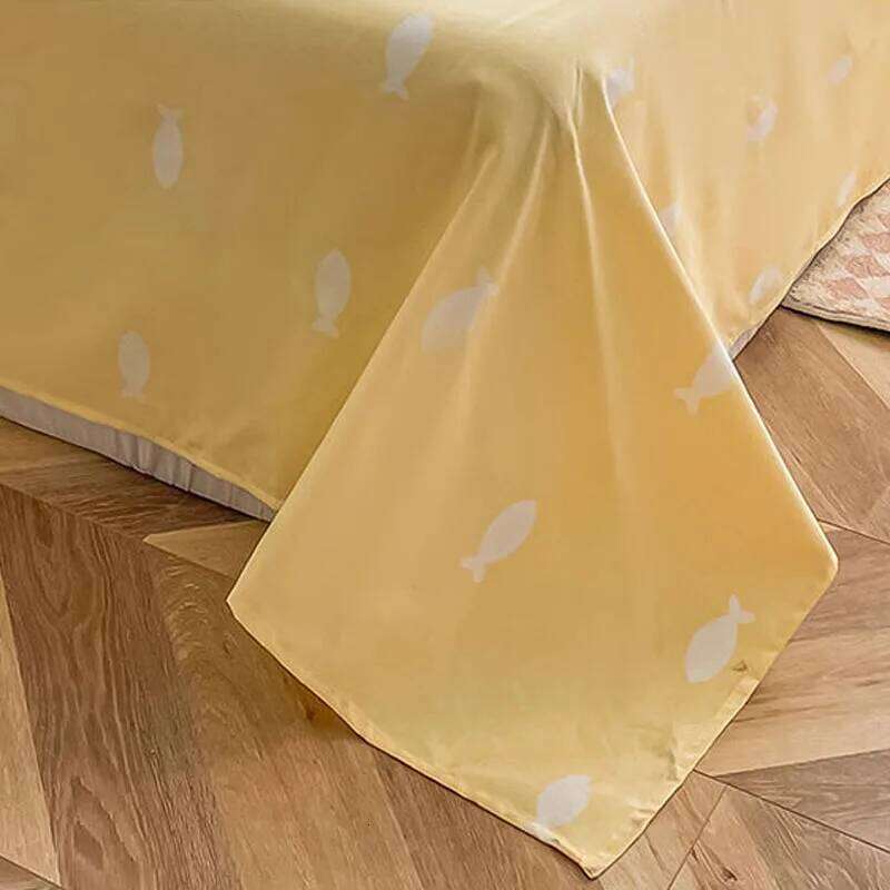 Nordic Style Blended Household Bed Sheet Pillowcase Skin-friendly Printed Bedding Four-piece Set Invisible Zipper Quilt Cover H260312