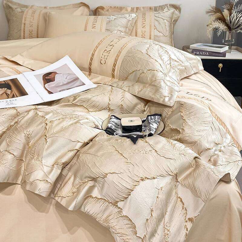 Light 100% Pure Cotton Four-piece Embroidery Quilt Cover Sheet Pillowcases Home Textile Bedding Set 1.8m 2m Bed H260312