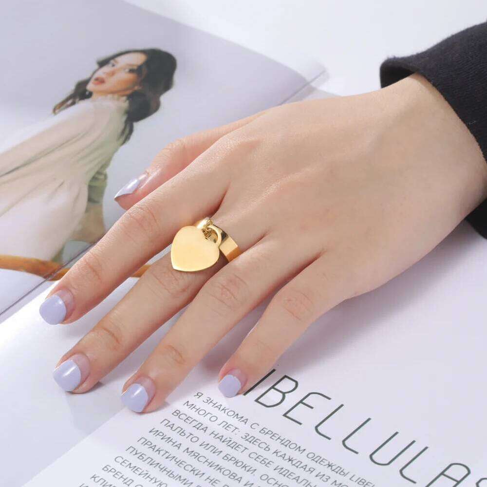 Cazador Fashion Stainless Steel Dangle Heart Pendant Rings for Women Girls Wedding Birthday Jewelry r Gifts 2024 Wholesale H260312