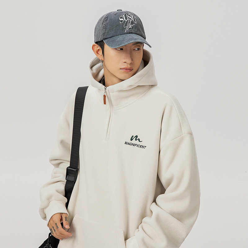 430G Heavyweight Fleece Half-zip Hoodie For Men Spring New Designer Hoodie Retro Texture Hoodie Jacket