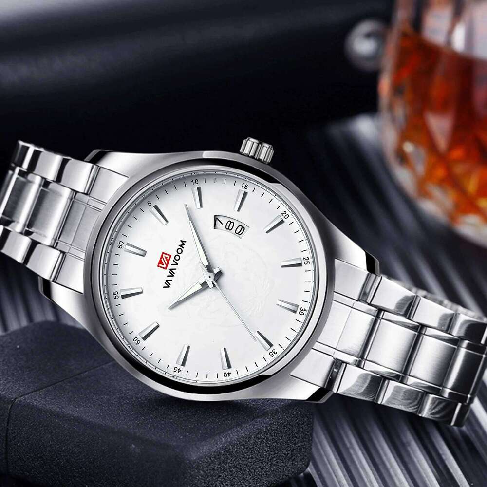 Men Luminous Creative Business Style Classic Silver Stainless Steel Clock Top Brand 3Bar Waterproof Military Sports Watch