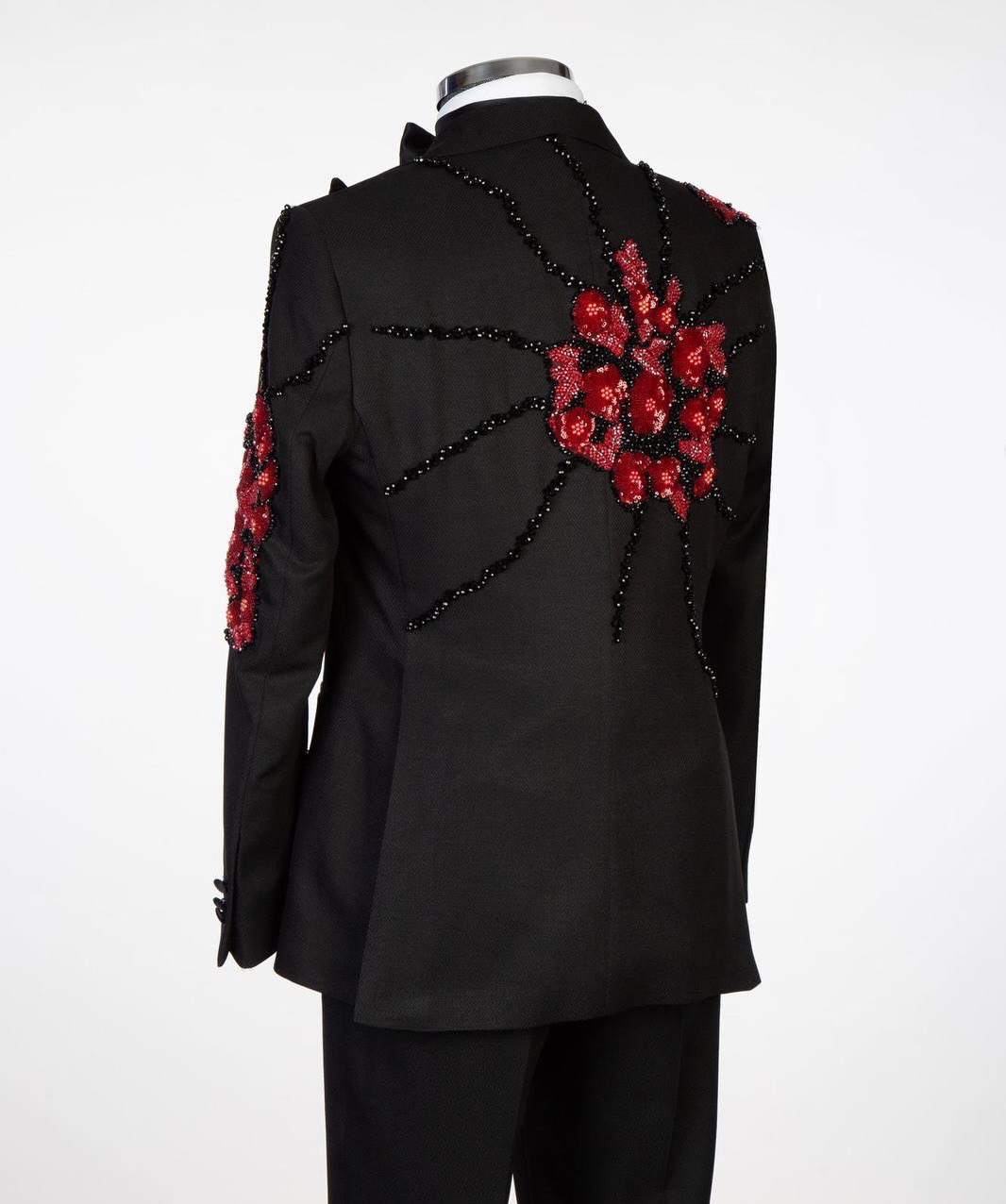 Stylish Men Suits 2 Pieces Peaked Lapel Blazer Sequins Beading Tailor-Made Jacket One Button Groom Prom Party Customized Coat Pants Plus Size
