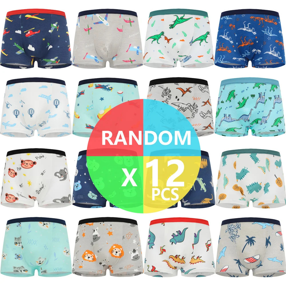 4812 Pcs Boys Boxer sets Briefs Kids Cotton Underwear Baby Underpants Teenager Cartoon Dinosaur Print Soft Children Panties 260311