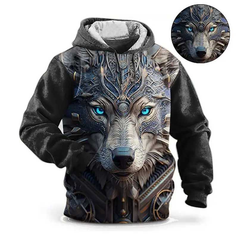 Animal Hoodie For Men Wolf Print High-Quality Mens Pullover Autumn Fashion Top Street hoodie Designer Long Sleeved Sportswear M260312