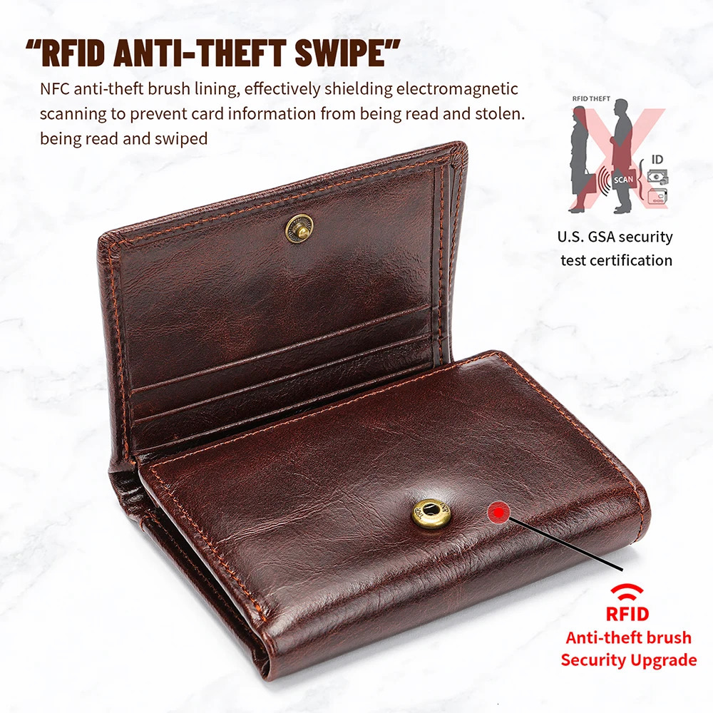 WESTAL RFID Blocking Men Wallets Genuine Leather Mens Wallet With Coin Pocket CardHolder with Muliti Card Slots Coin Purse 1134 260304