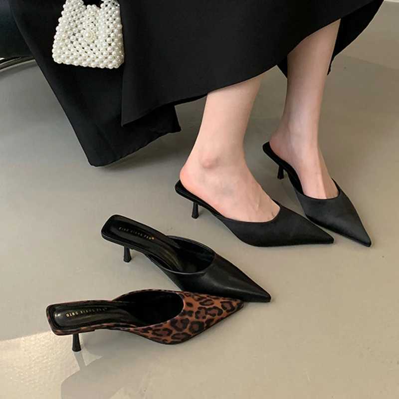 SUOJIALUN 2025 Spring New Women Slipper Fashion Pointed Toe Slip On Ladies Elegant Mules Shoes Thin High Heel Outdoor Dress Slid K260312