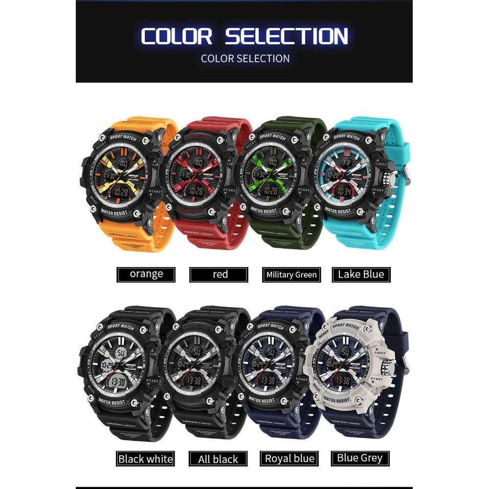 SANDA 3366 Fashion G Style Sports Multi functional Waterproof Calendar Night Light Men's Electronic Watch