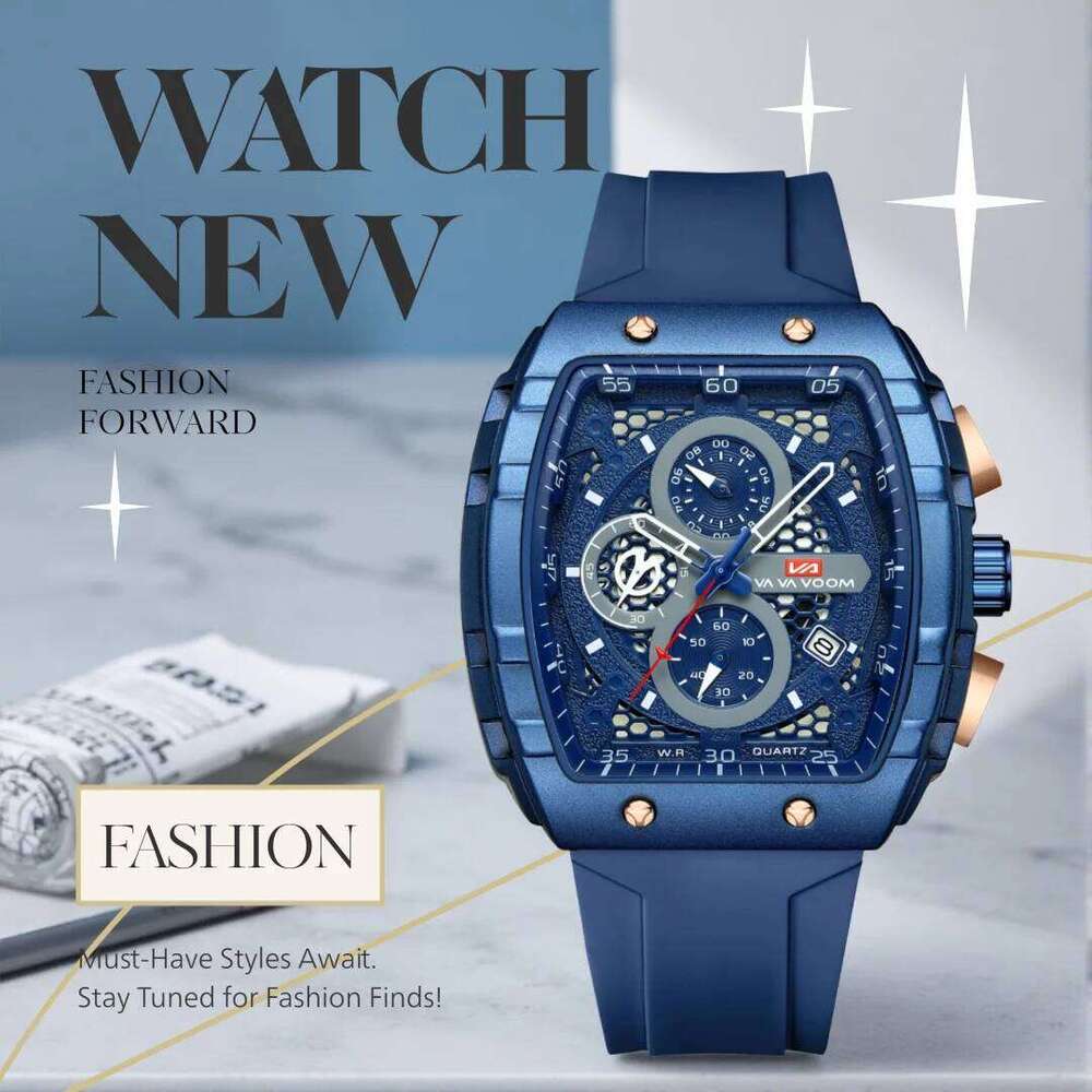 VA VOOM Brand Multifunctional Fashion Silicone Timing Clock Waterproof Sports Military Quartz Men Watch
