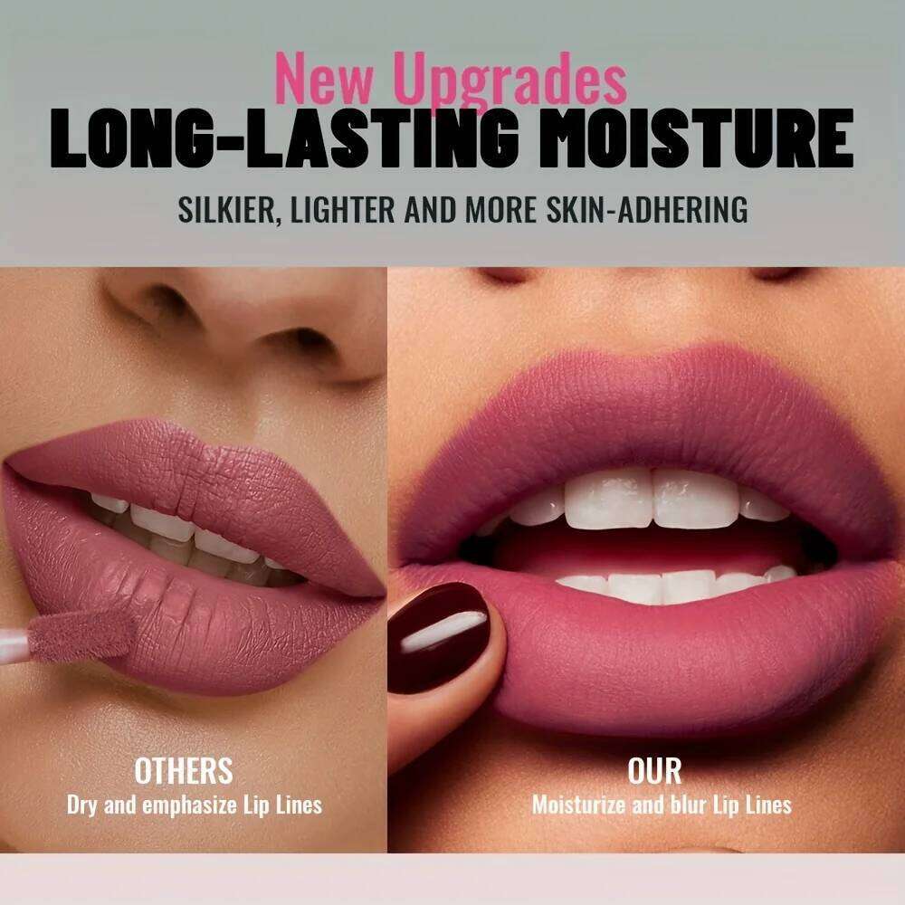 1pc Matte Gloss Lip Mud, Velvet Mousse Finish, Highly Pigmented, Smudge-Proof Non-Transfer, Longwear Liquid Lipstick W260311
