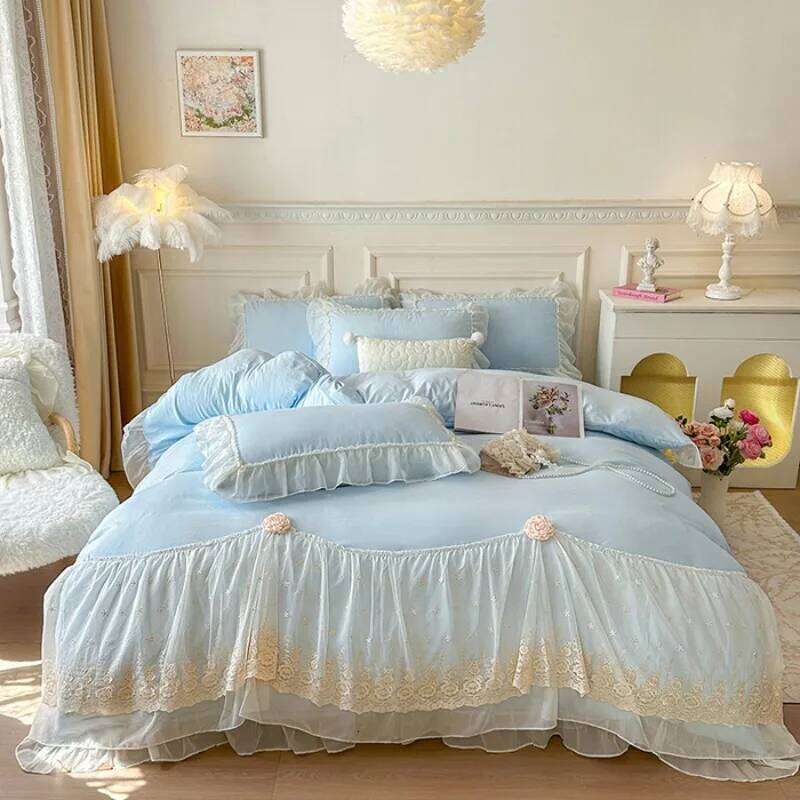 2025 French high-end bed cover four-piece set skin-friendly washed cotton fabric delicate to the touch H260312
