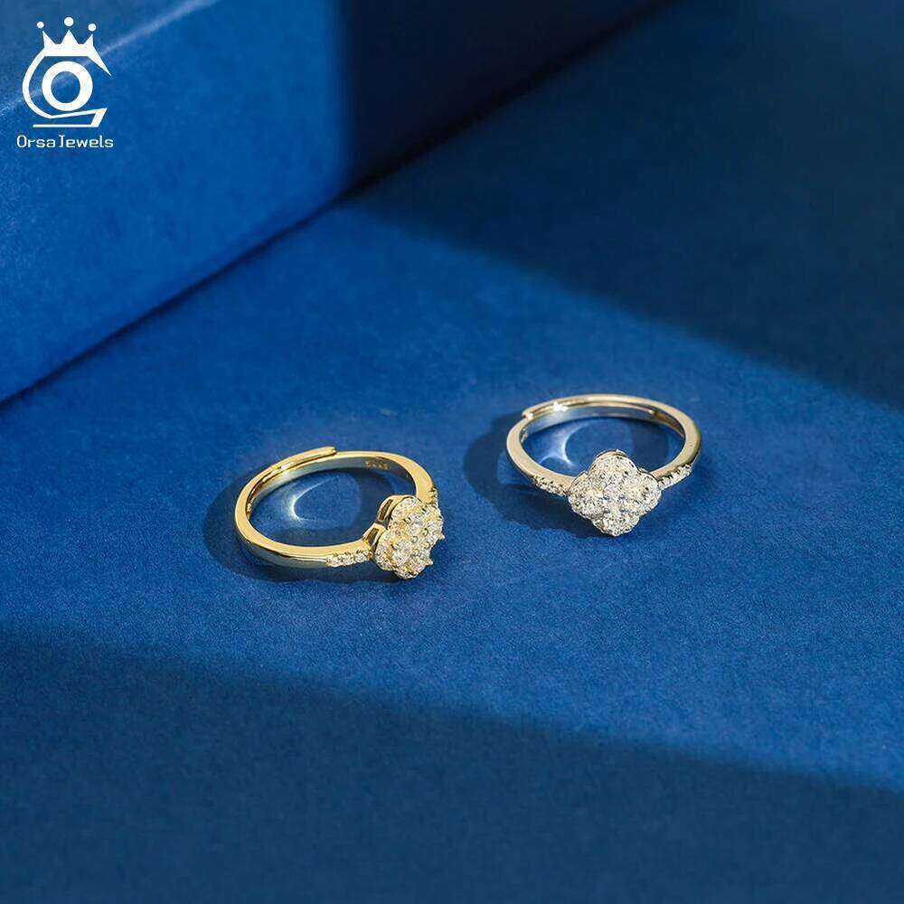 ORSA JEWELS Sparkling 925 Sterling Silver Cr Open Ring With 8A Premium Cubic Zirconia Jewelry for Women Gift LZR43 H260312