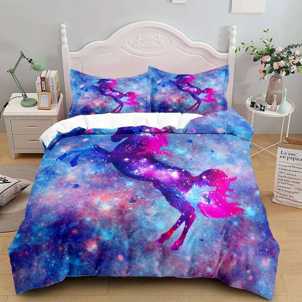 Popular Unicorn Duvet Cover Single Twin Double Queen Super King Size Bed Linen Set H260312
