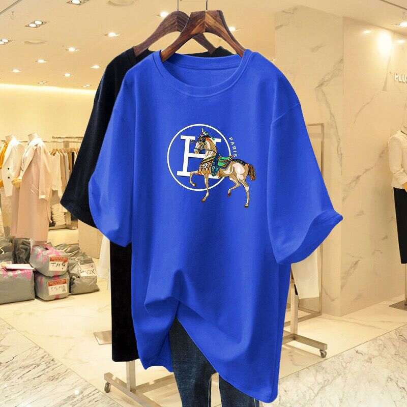 Pure Cotton Pink Letter Print Short-Sleeve T-Shirt For Women, Loose And Long Style Spring-Summer New European Style Oversized Trendy Top Ins Asia Size