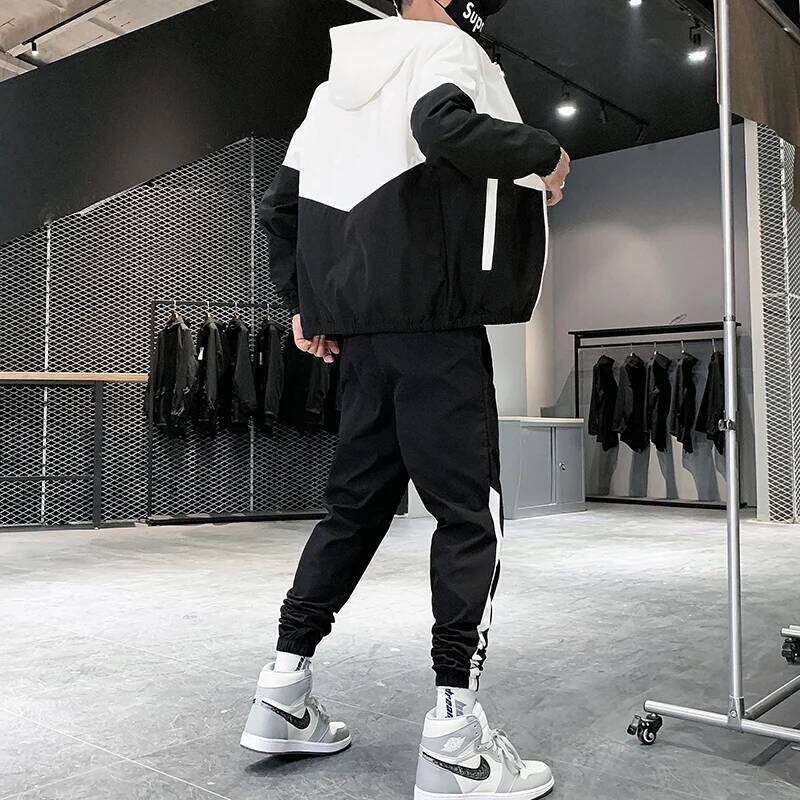 2026 Men Tracksuit Casual Joggers Hooded Sportswear Jackets And Pants 2 Piece Sets Hip Hop Running Sports Suit