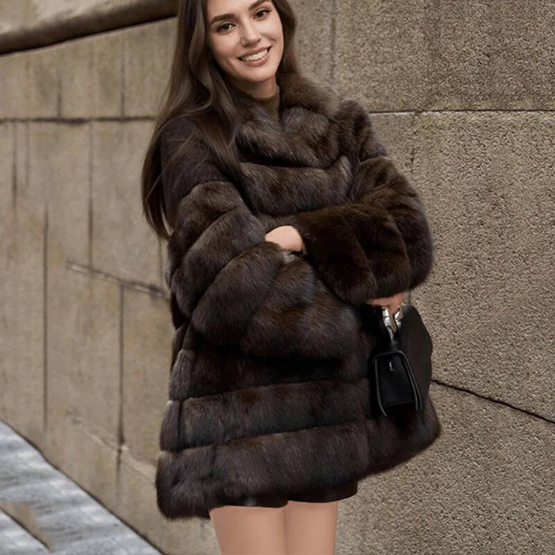 High Quality Imitation Mink 2025 New Winter Thick Temperament Leisure Warm Hooded Women Fur Coat 627