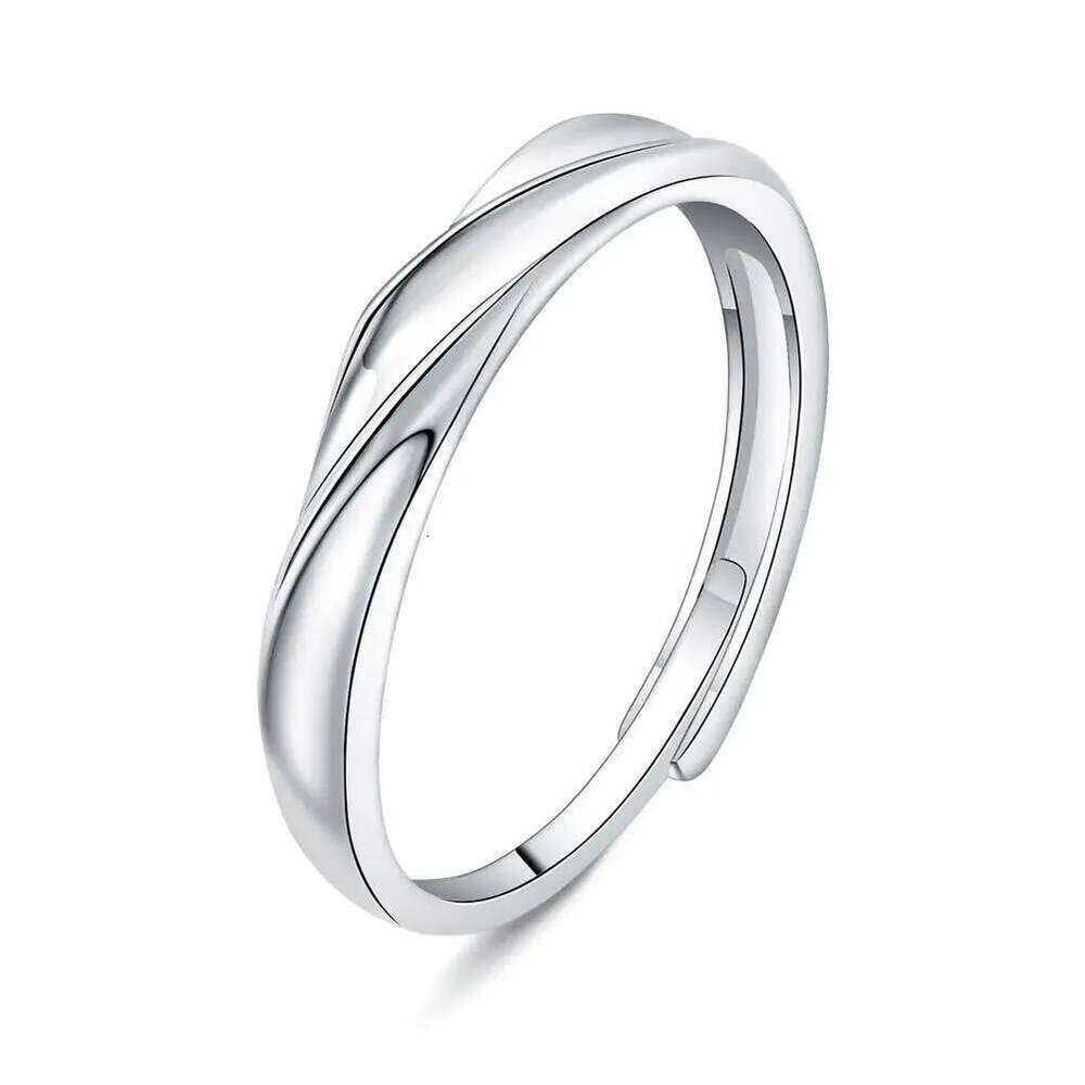 Simple Fashion Couple Rings Set Silver Color Opening Adjustable Finger Light Luxury Jewelry For Women Men Anniversary Gift Z7M4 W260311