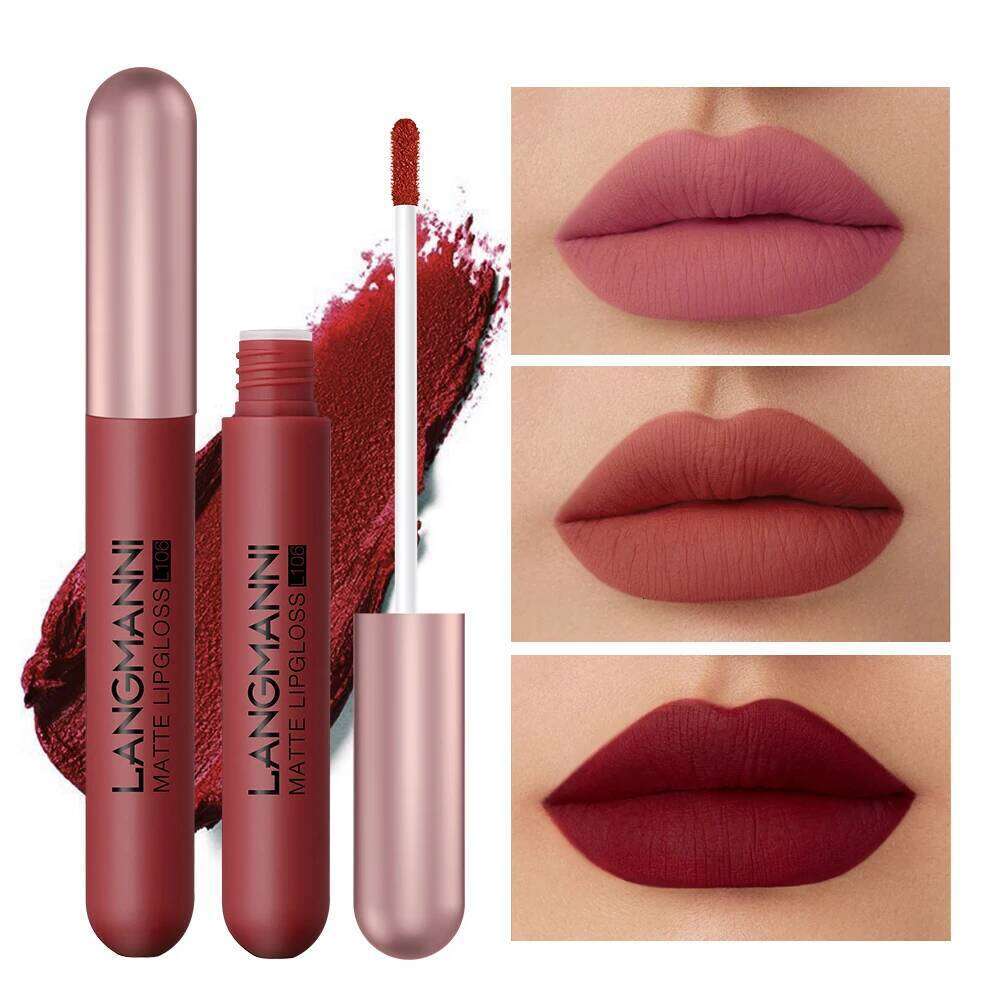 Langmani 6-pack/set matte lip gloss velvet lipstick, long-lasting and non stick to cup liquid lipstick W260311