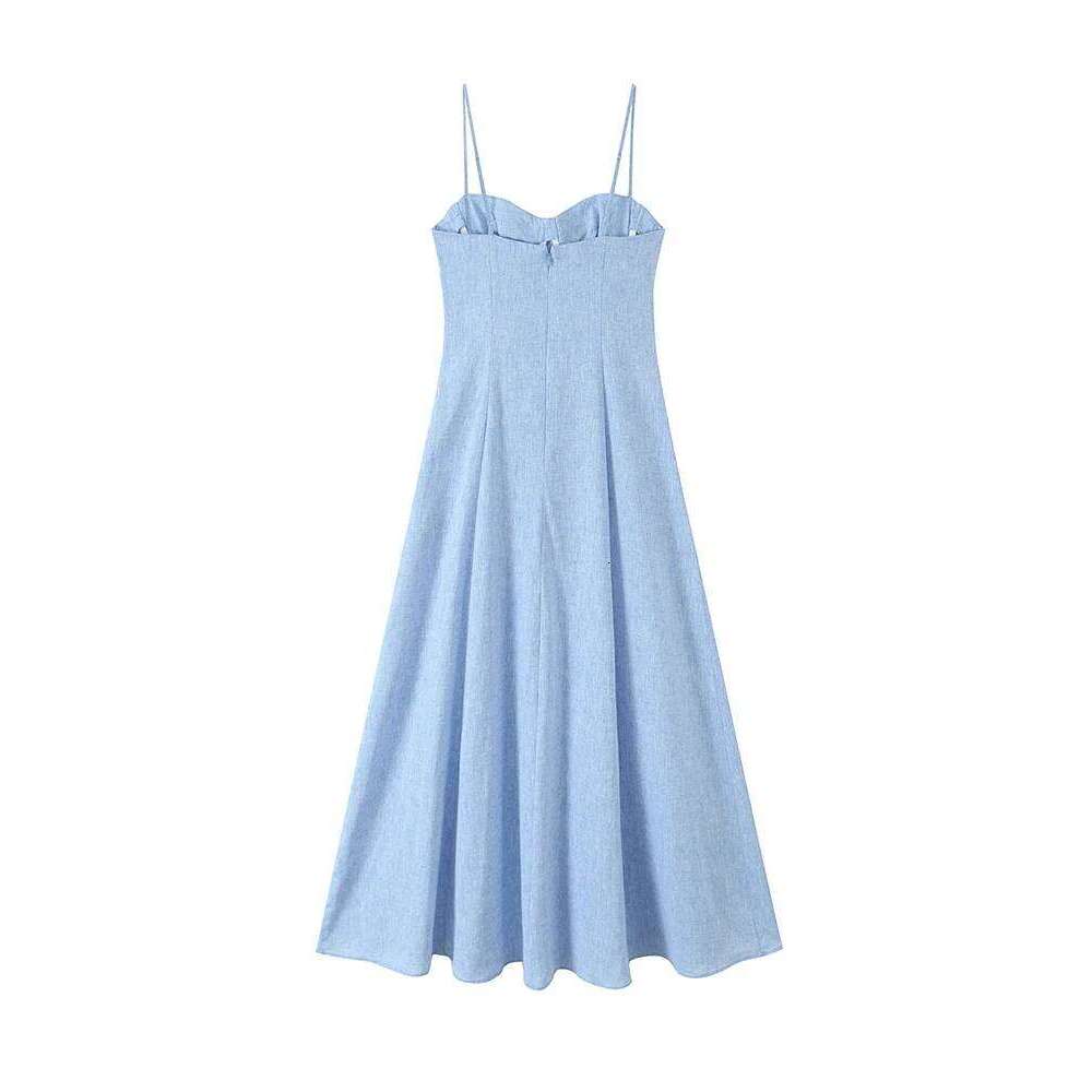 TFMLN Summer Ladies Split Sling Dress High Waist A-lined Swing Long Dresses Female Fashion Casual Corset Style Street Wear C260312