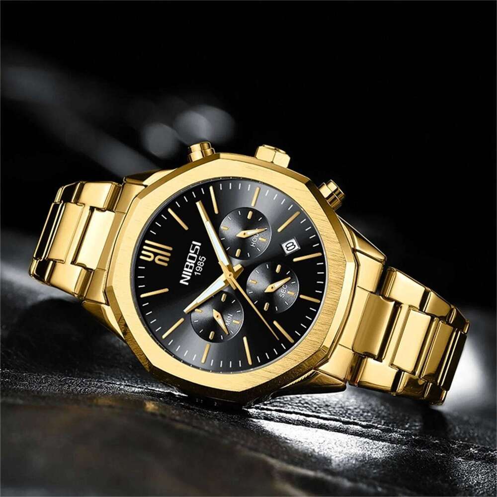 NIBOSI New Watches Top Brand Luxury Quartz Business for Men Stainless Steel Waterproof Chronograph Date Watch Relogio