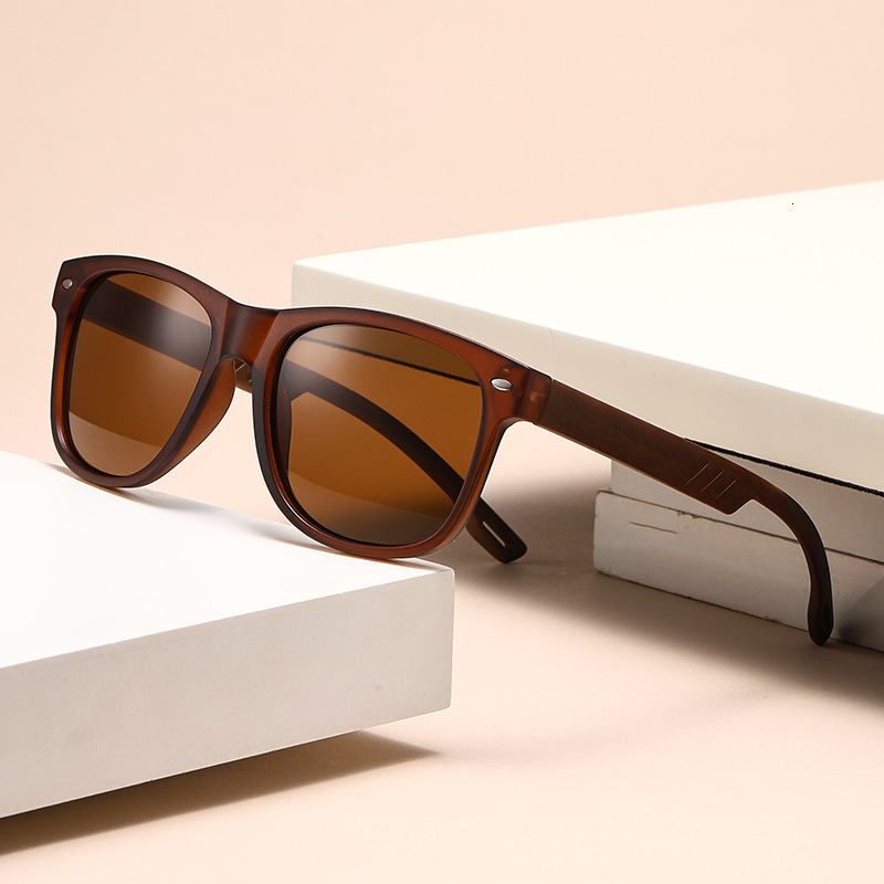 retro leg for men, square wooden sunglasses, new spring-legged color-coated men's sunglasses